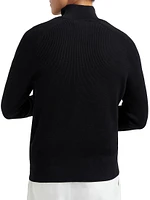 Cotton English Rib Sweater with Half Zip