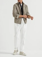 Cotton English Rib Sweater with Half Zip