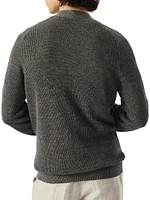 Linen and Cotton Half English Rib Cardigan with Metal Buttons