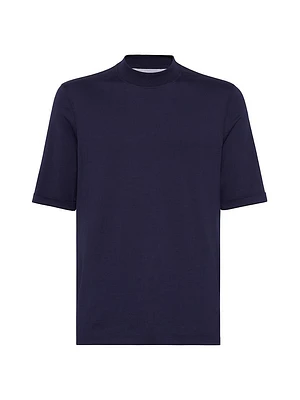 Cotton Jersey Mockneck T-Shirt