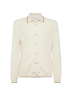 Cotton Geometric Jacquard Knit Shirt