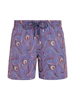 Embroidered Camo Flowers Swim Trunks