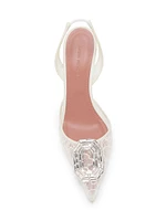 Camelia 90MM Crystal-Embellished Lace Slingback Pumps