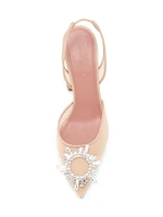 Begum 90MM Crystal-Embellished Mesh Slingback Pumps
