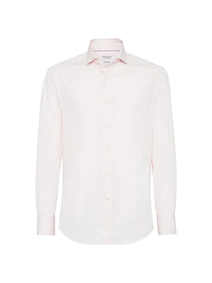 Poplin Slim Fit Shirt with Spread Collar
