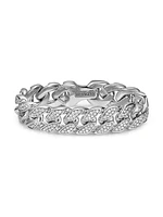 Curb Chain Bracelet in Sterling Silver, 18MM