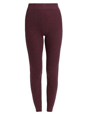 Cozy Cotton & Silk-Blend Rib-Knit Leggings