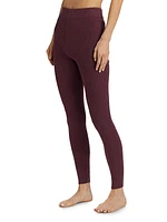 Cozy Cotton & Silk-Blend Rib-Knit Leggings