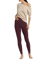 Cozy Cotton & Silk-Blend Rib-Knit Leggings