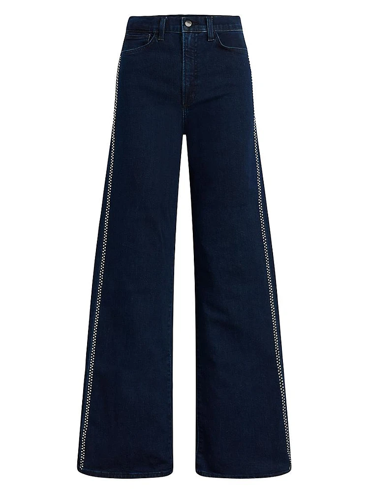 The Mia Crystal-Seam High-Rise Wide-Leg Jeans