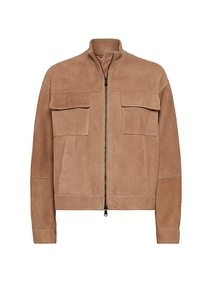 Couture Suede Outerwear Jacket with Monili
