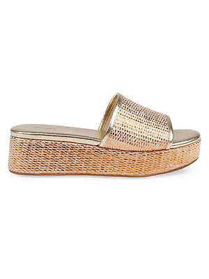 Inaya 50MM Raffia Platform Slip-On Sandals