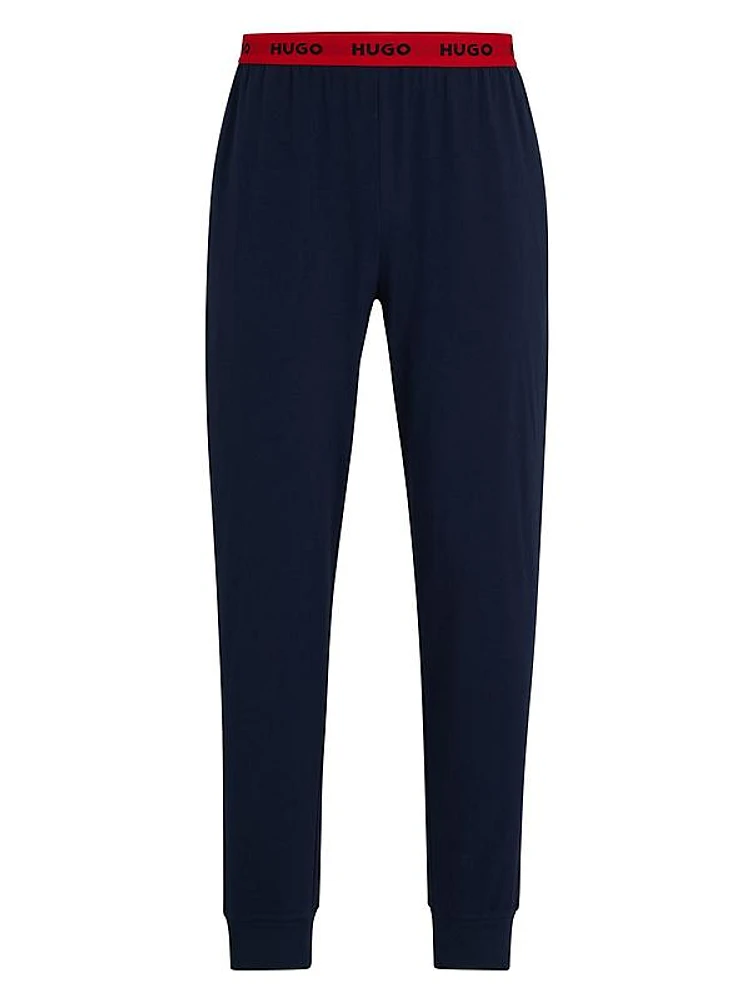 Stretch-Cotton Jersey Pajama Bottoms with Logo Waistband