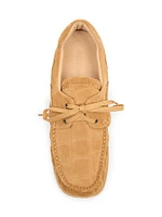 Les Batto Crocodile-Embossed Suede Loafers