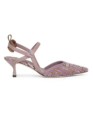 55MM Velvet FF Logo Slingback Pumps