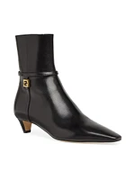 Fold Leather Kitten-Heel Booties