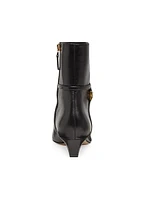 Fold Leather Kitten-Heel Booties