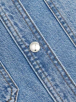 The Sleeveless Front-Snap Denim Mini Shirtdress
