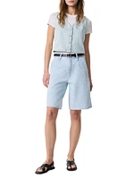 The McKenna Tailored Textured Cotton Shorts