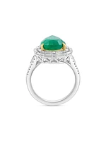 Two-Tone 14K Gold, Emerald & 0.94 TCW Diamond Ring