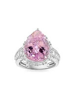 18K White Gold, Kunzite & 0.70 TCW Diamond Ring