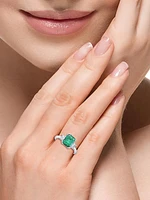 18K White Gold, Emerald & 0.45 TCW Diamond Ring