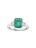 18K White Gold, Emerald & 0.45 TCW Diamond Ring