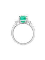 18K White Gold, Emerald & 0.45 TCW Diamond Ring