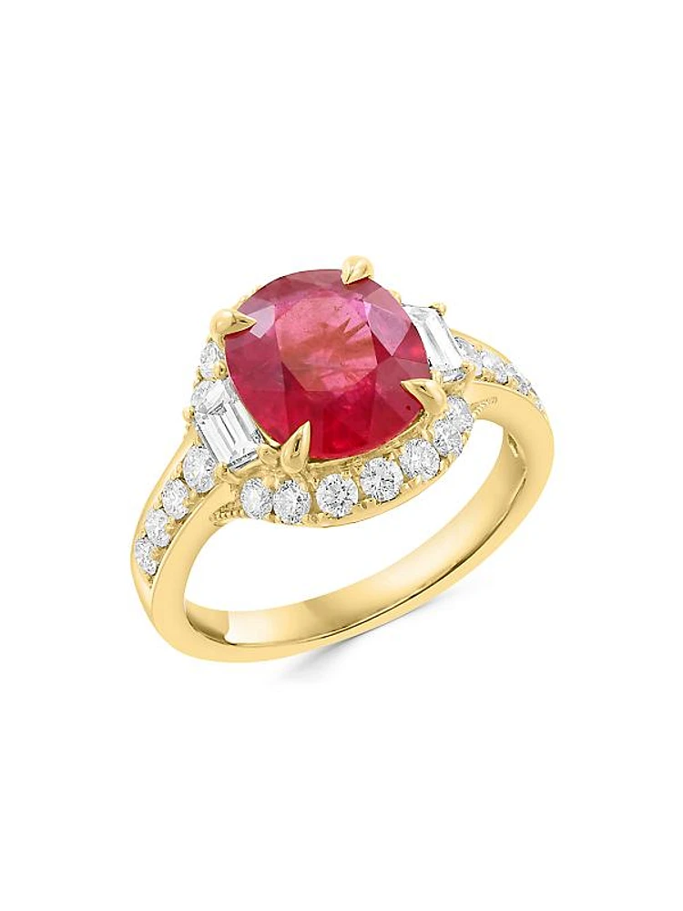 18K Yellow Gold, Ruby & 1.07 TCW Diamond Ring