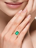 18K Yellow Gold, Emerald & 0.16 TCW Diamond Ring