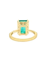 18K Yellow Gold, Emerald & 0.16 TCW Diamond Ring