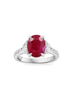 18K White Gold, Ruby & 0.70 TCW Diamond Ring