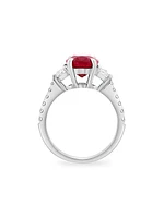 18K White Gold, Ruby & 0.70 TCW Diamond Ring