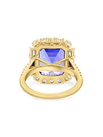 18K Yellow Gold, Tanzanite & 1.37 TCW Diamond Halo Ring