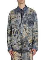 Setar Torn Scribble Printed Linen Shirt