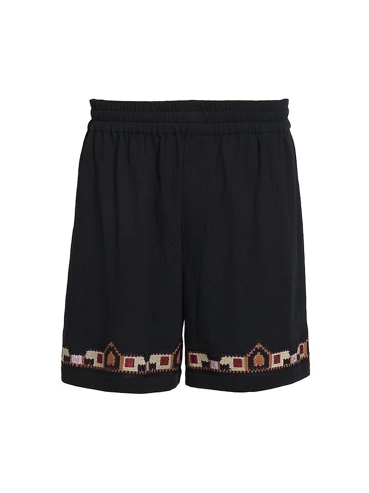 Zilan Embroidered Cotton Shorts