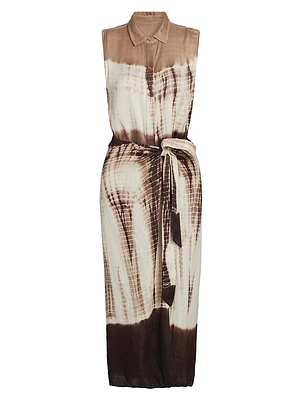 Ivria Tie-Dye Belted Shirtdress