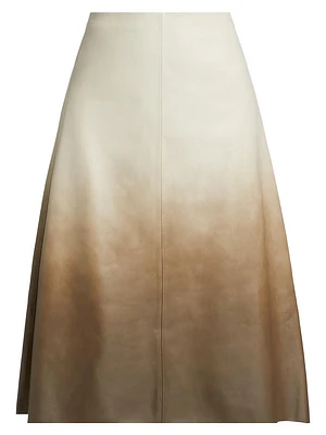 Lucien Ombré Leather Midi-Skirt