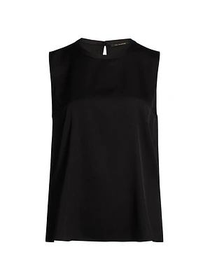 Aura Stretch Silk Crewneck Tank Top