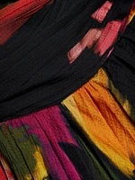 Yonah Pleated Floral Satin Maxi Dress