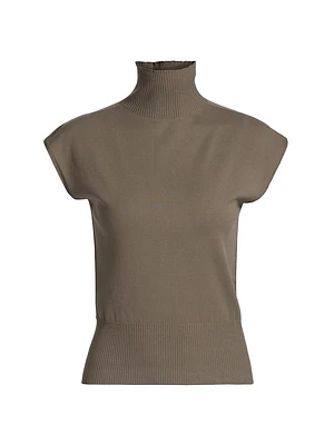 Sleeveless Wool Turtleneck Top