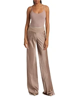 Bias Satin Straight Pants