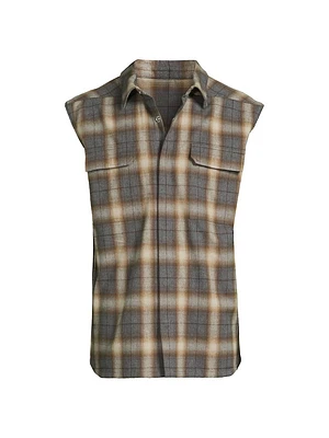Plaid Cotton Sleeveless Shirt