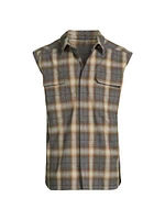 Plaid Cotton Sleeveless Shirt