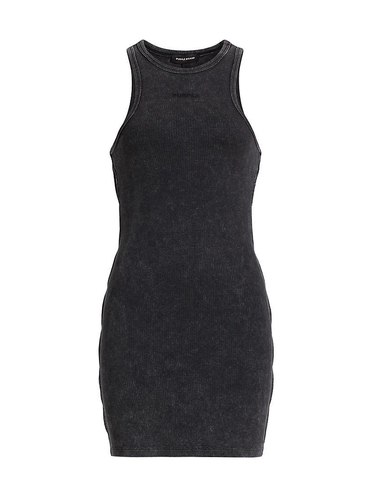 Rib-Knit Side Cut-Out Minidress