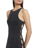 Rib-Knit Side Cut-Out Minidress