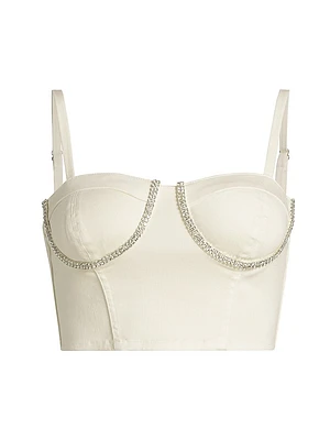 Corsette Rhinestone-Embellished Crop Top