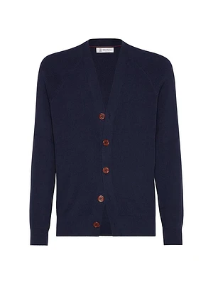 Cotton English Rib Cardigan with Raglan Sleeves