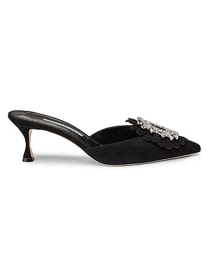 Shogmu Jewel-Embellished Suede Mules