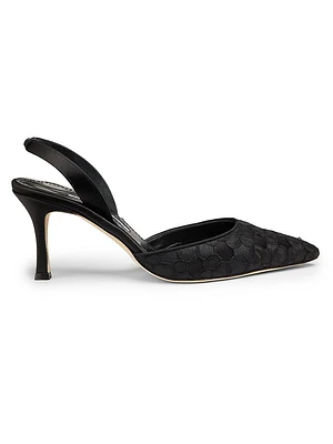 Carolyne 70MM Embroidered Satin Slingback Pumps